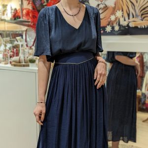 Jupe midi Daria marine marque ycoo