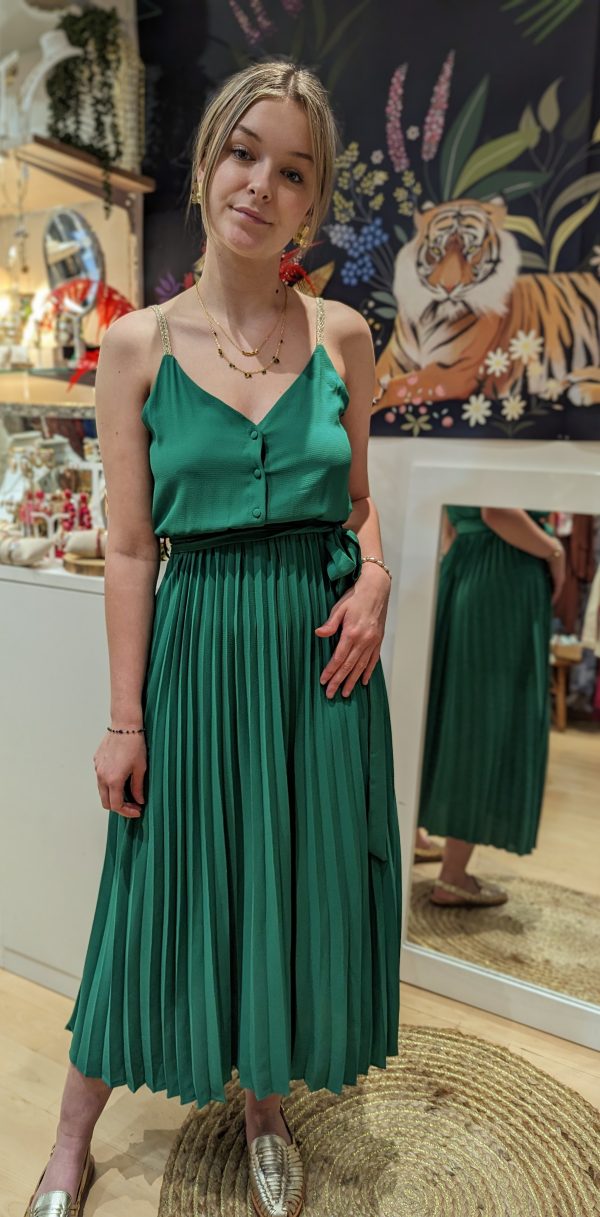 Robe plissée Louna Vert marque Ycoo