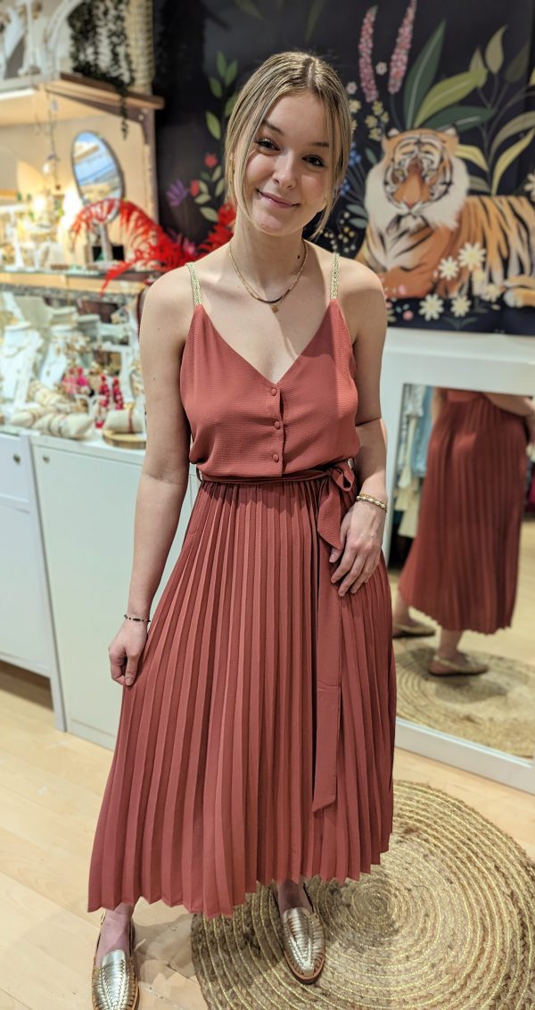 Robe plissée Louna bois de rose marque Ycoo