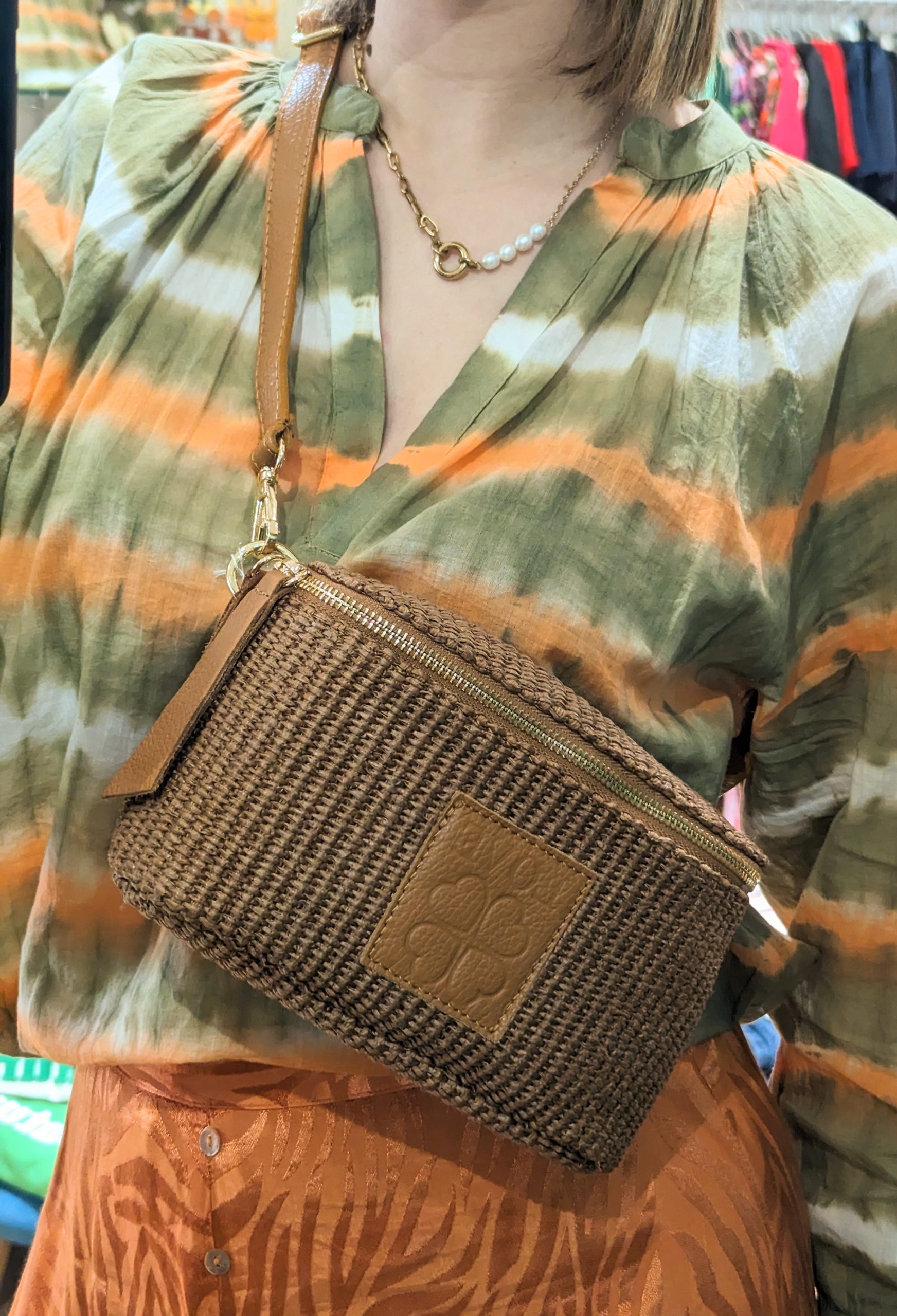 Sac Banane loukas rafia marron cuir