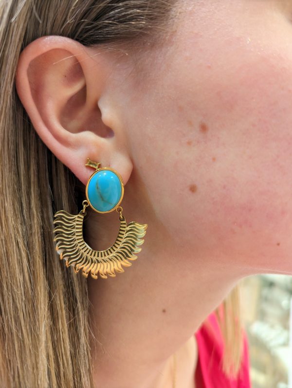 boucles d'oreilles amazonite acier inoxydable doré marque OMACOO