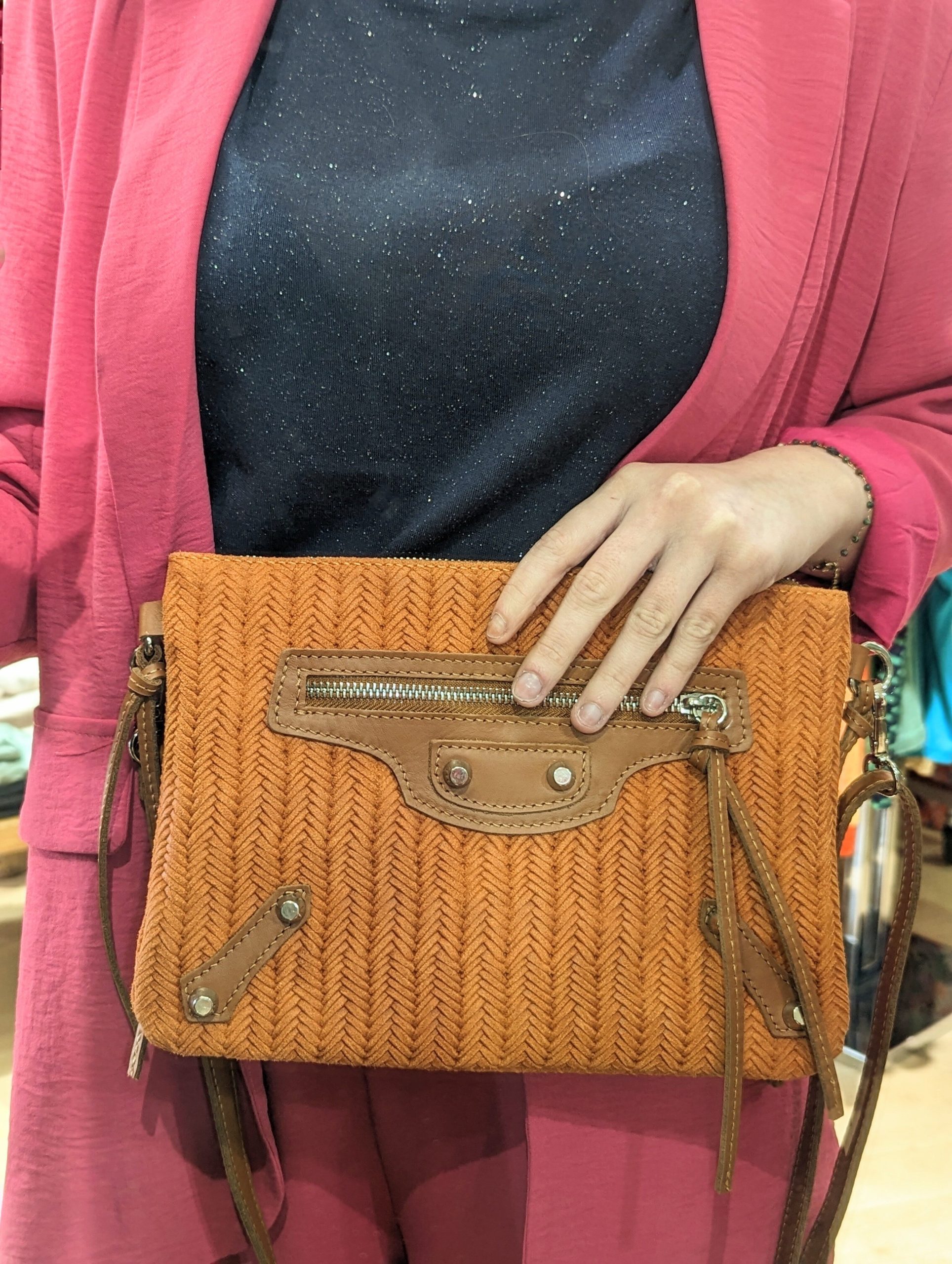 pochette lou bandoulière cuir tressé