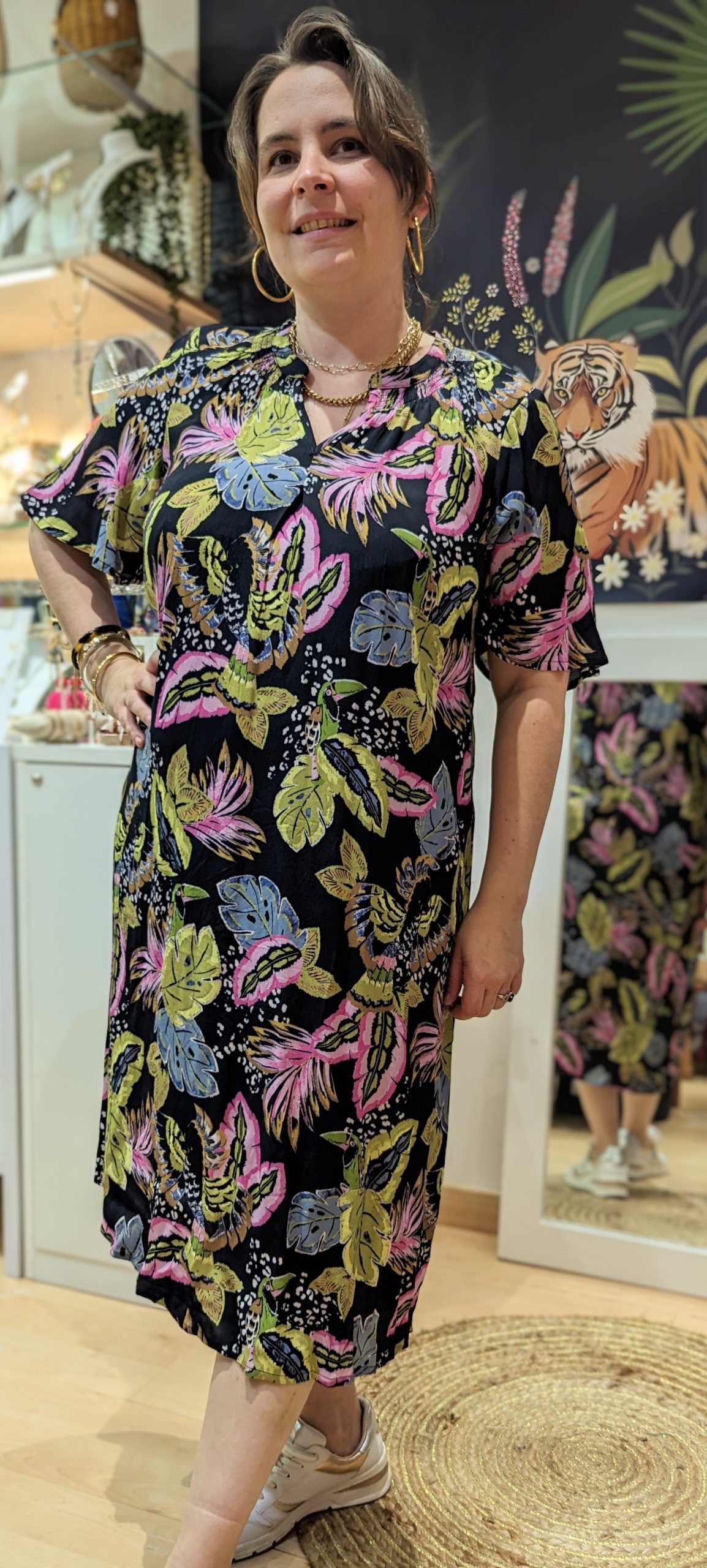 robe imprime vert rose marque ciso grandes tailles