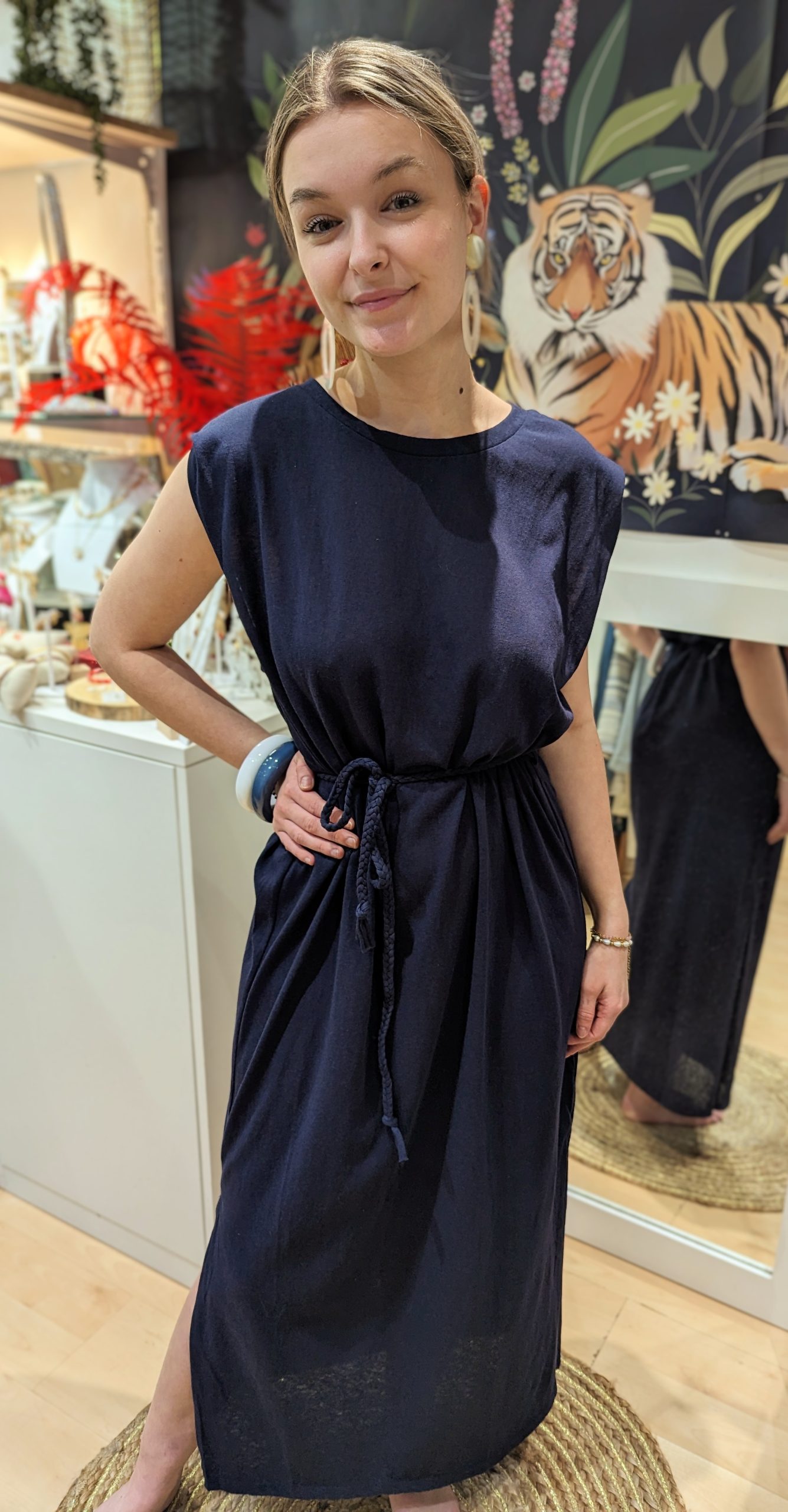 robe longue Lucia marine uni marque ycoo