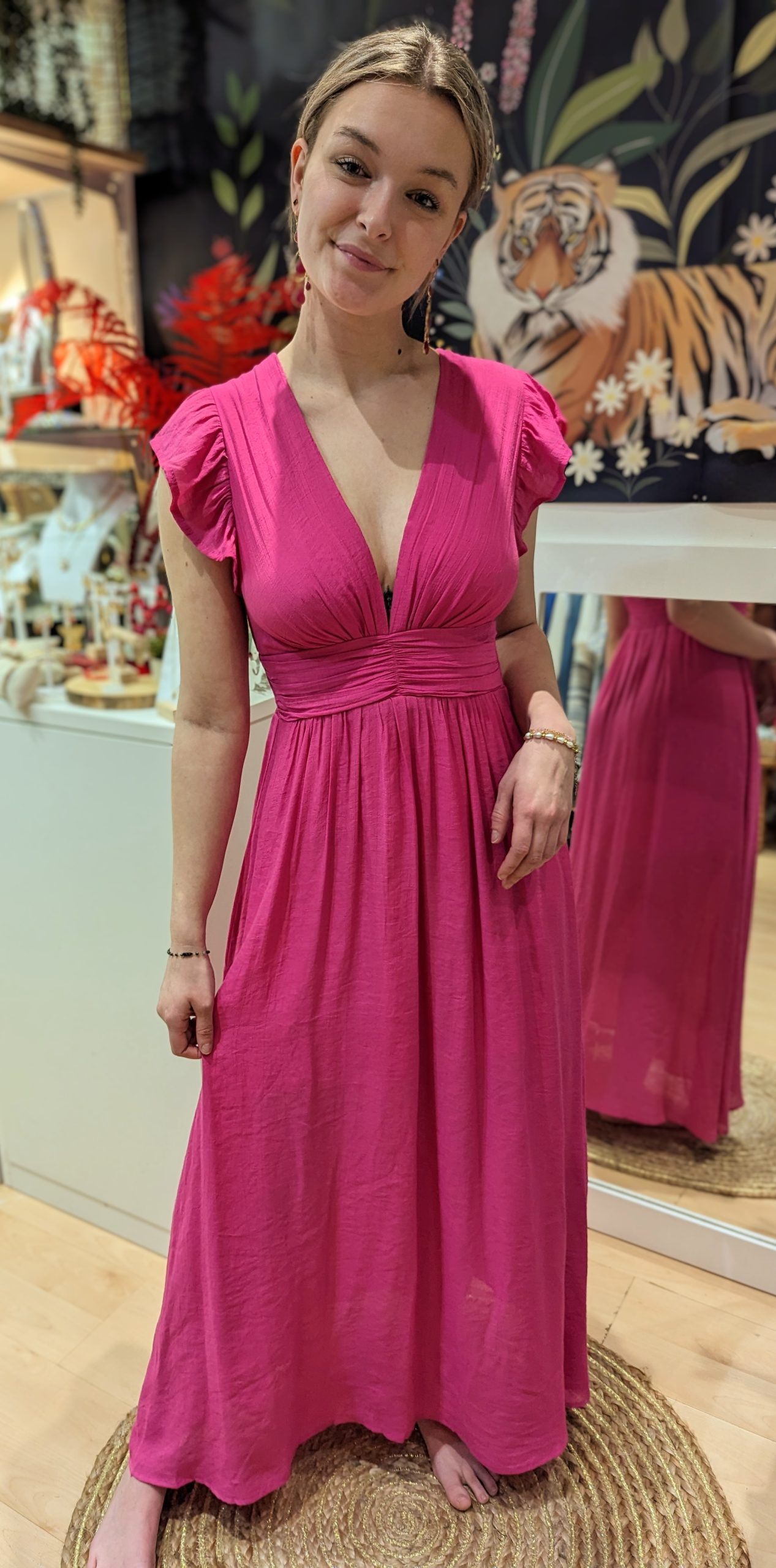 robe longue capucine rose uni marque ycoo