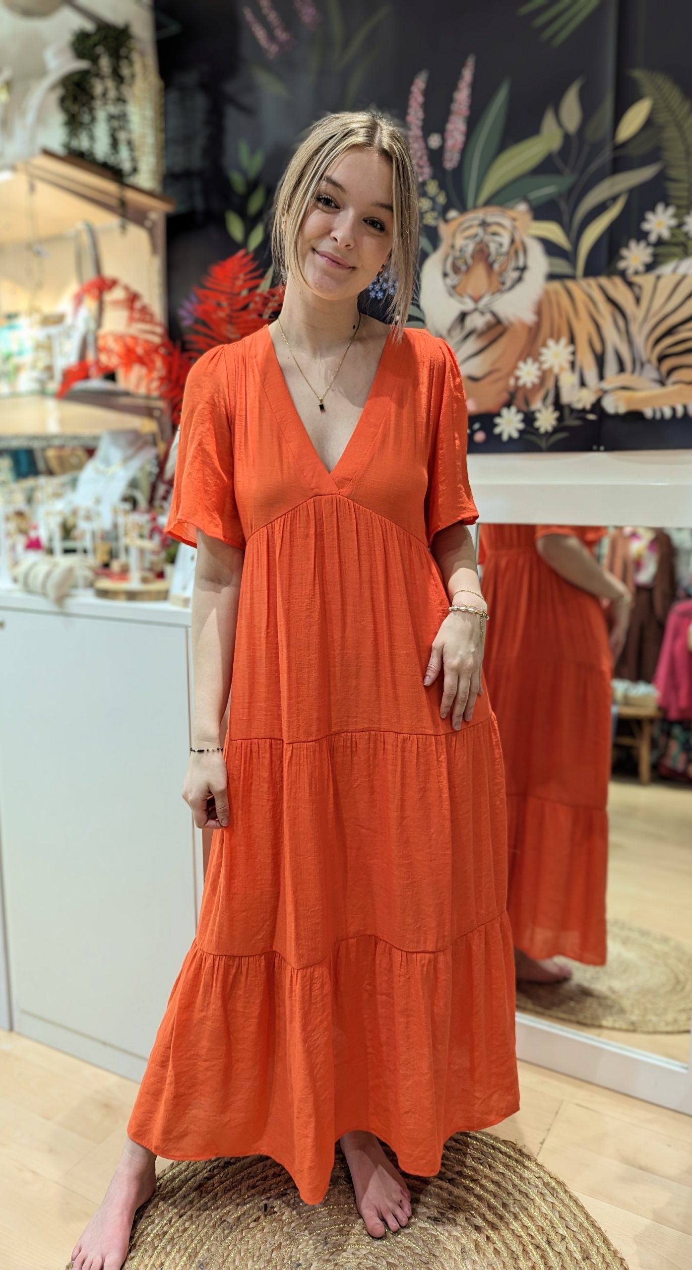 robe longue effie corail uni marque ycoo