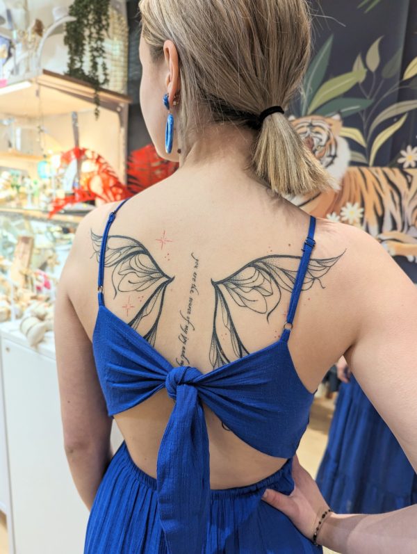 robe longue inès bleu roi uni dos nu marque ycoo