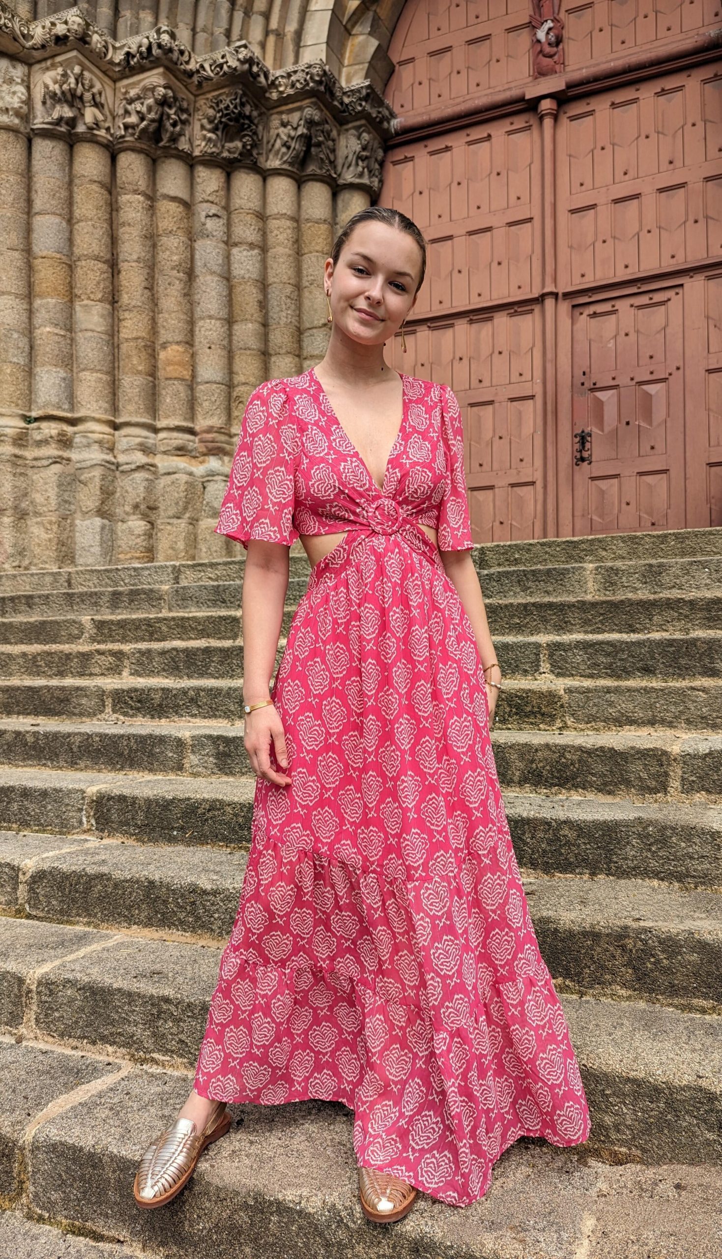robe longue luna cut out fuchsia dos nu marque ycoo