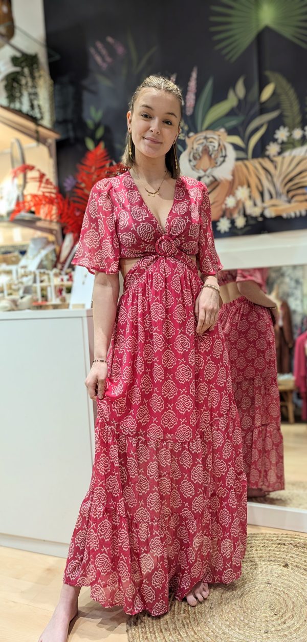 robe longue luna cut out fuchsia dos nu marque ycoo
