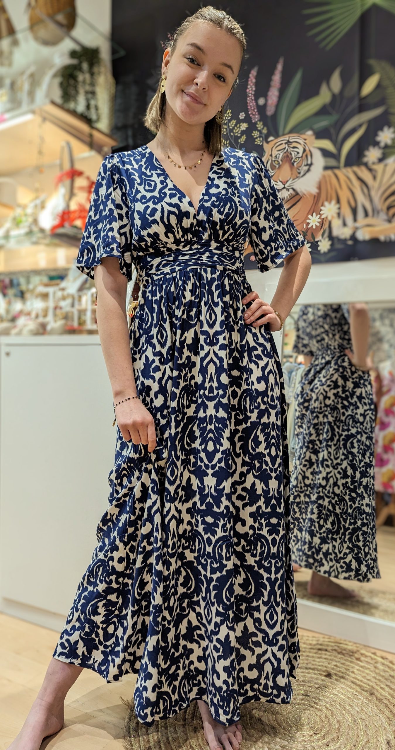 robe longue marine imprime marque ycoo