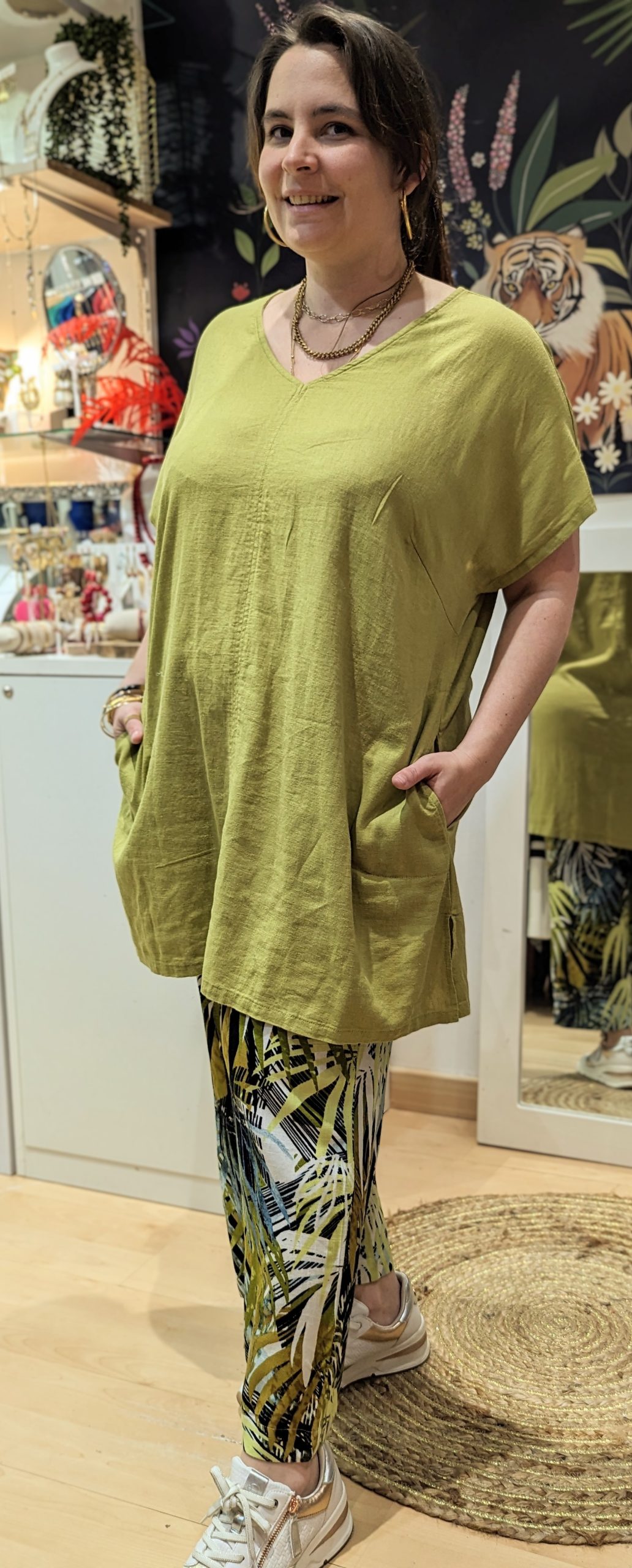 tunique robe vert coton marque ciso grandes tailles