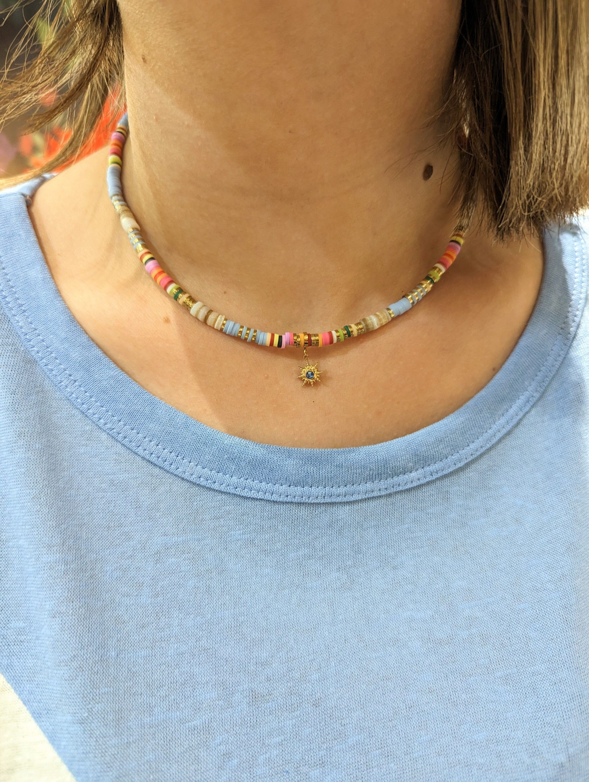 collier surf sun perles et coquillages marque bohm