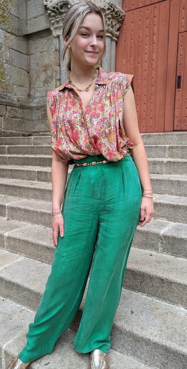 pantalon milla vert tencel rayonne marque Orfeo