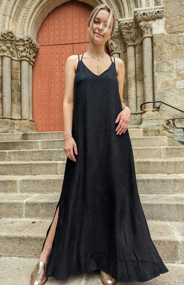 robe longue alexa noir rayonne marque Orfeo