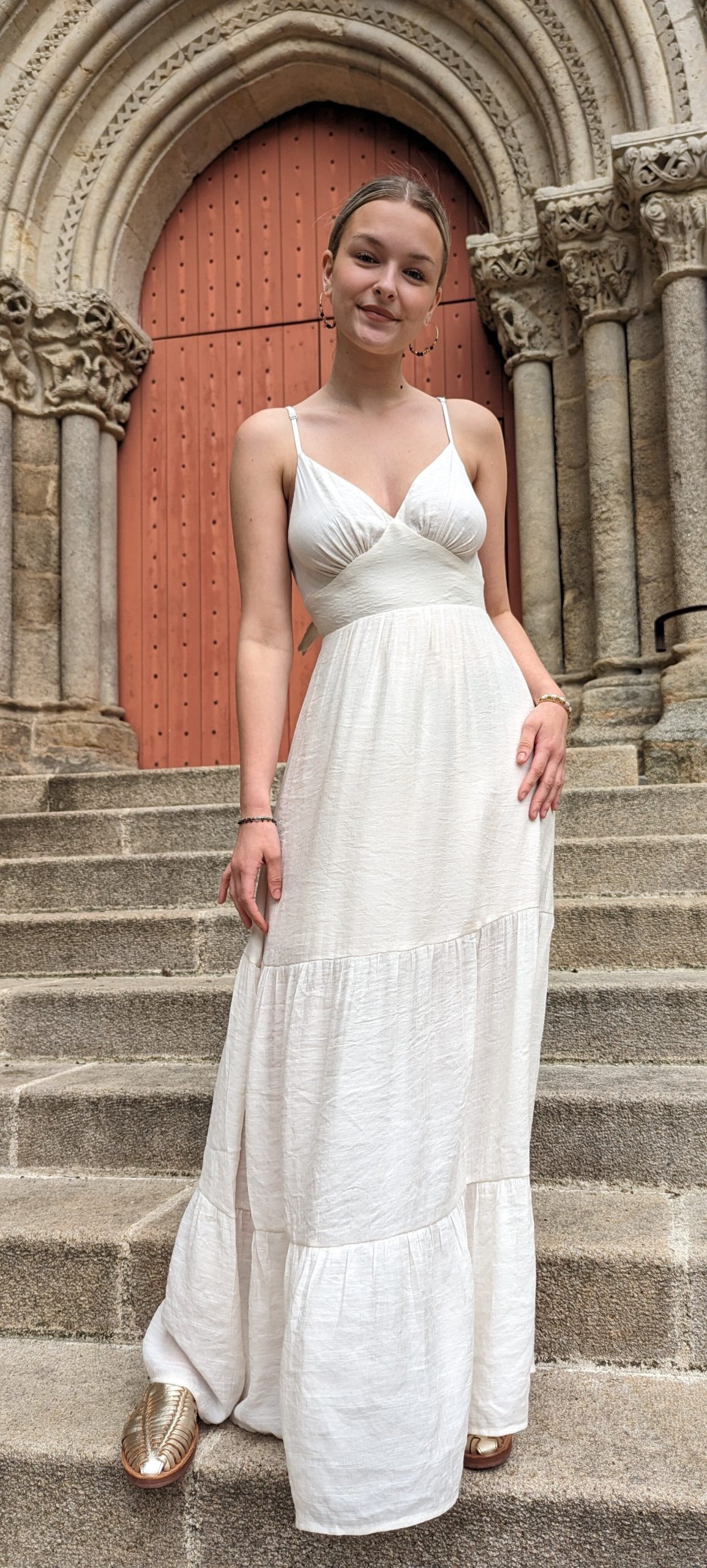 robe longue inès ivoire uni dos nu marque ycoo