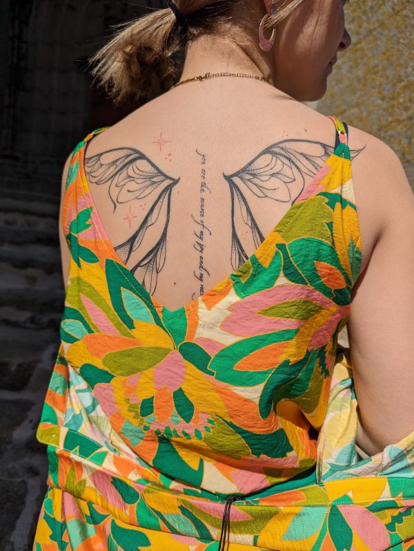 top barabra imprime jaune rayonne marque Orfeo