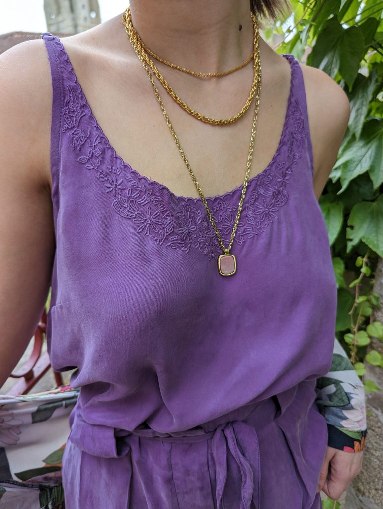 top barabra violet rayonne tencel marque Orfeo.