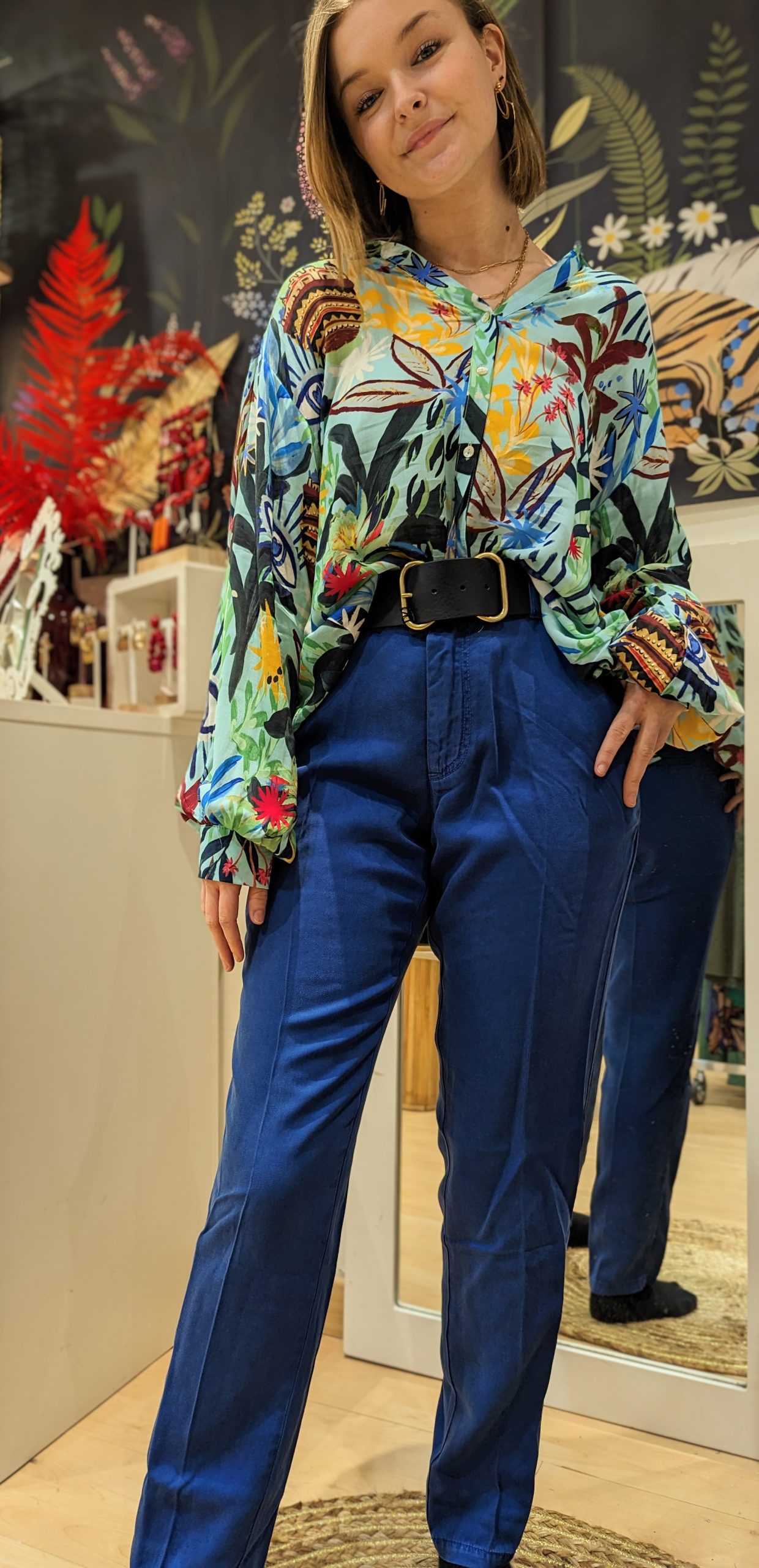 pantalon fluide thea tencel bleu garage marque LABDIP