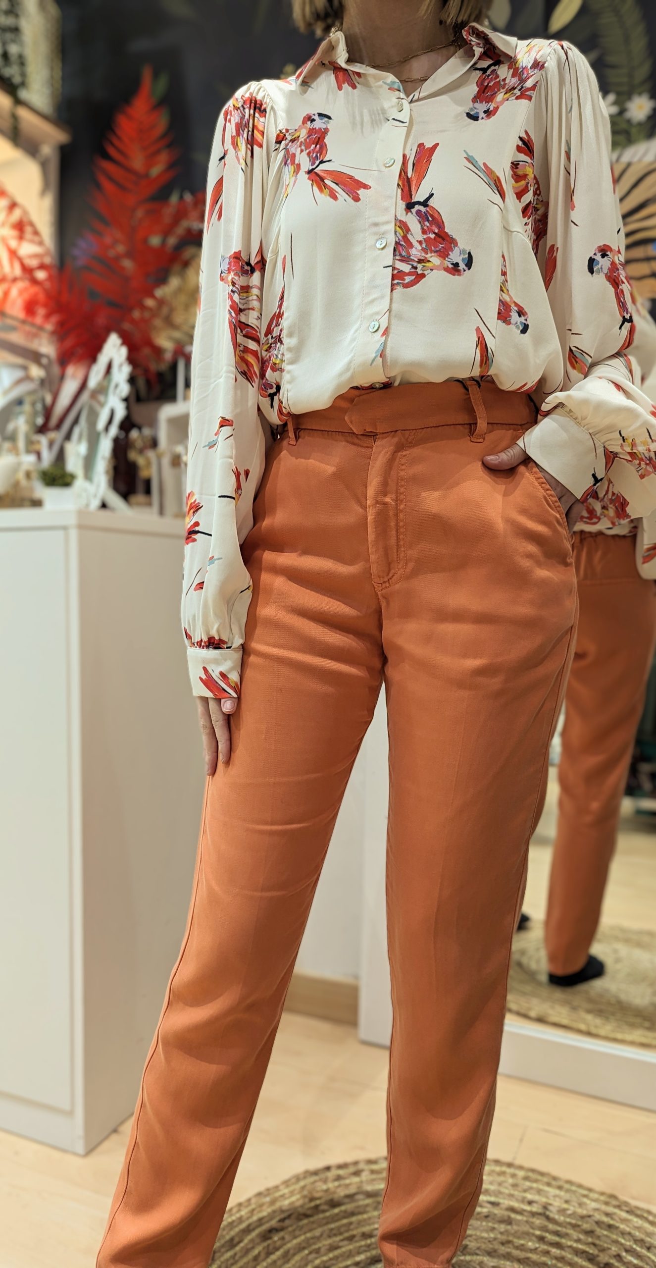 pantalon fluide thea tencel mandarine marque LABDIP