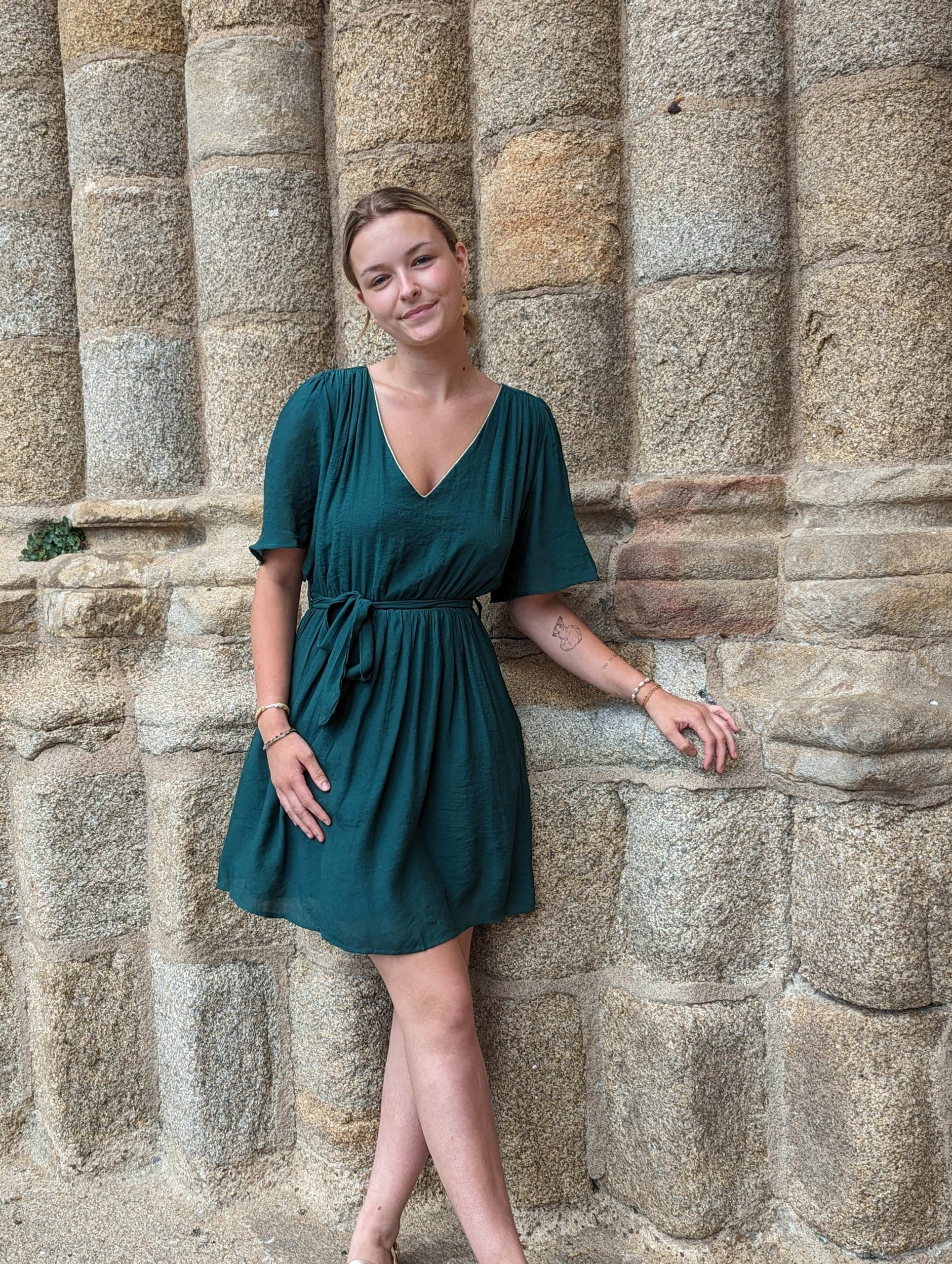 robe Stella courte vert emeraude uni marque ycoo