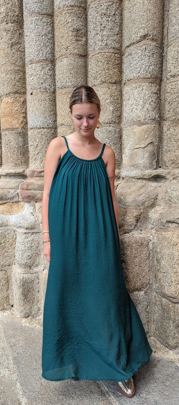 robe diana longueur midi emeraude uni marque ycoo