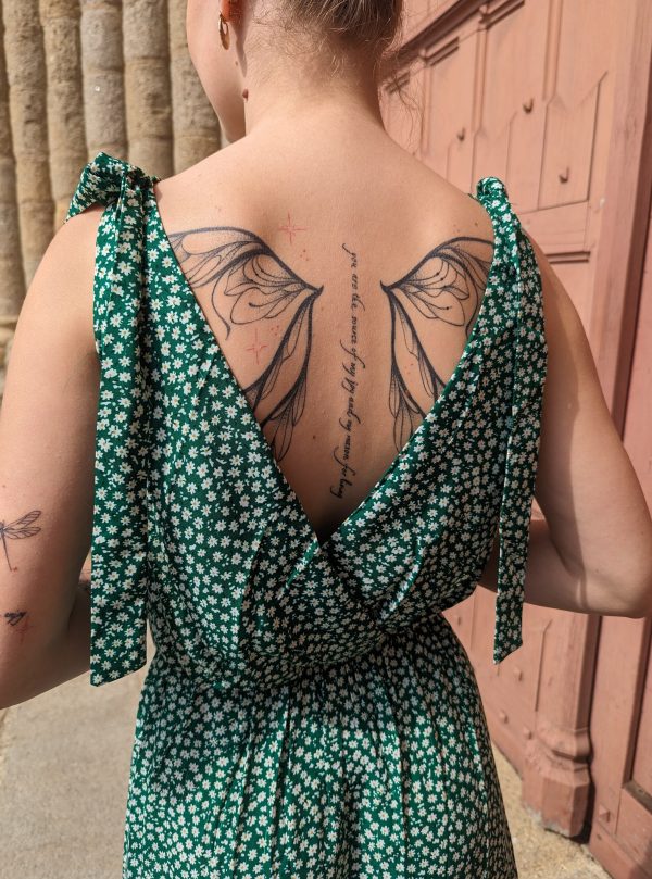robe longue imprimé fleurs vert marque by one