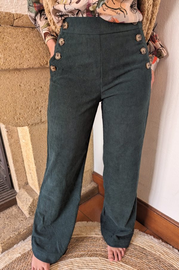 Pantalon Amanda velours vert marque YCOO