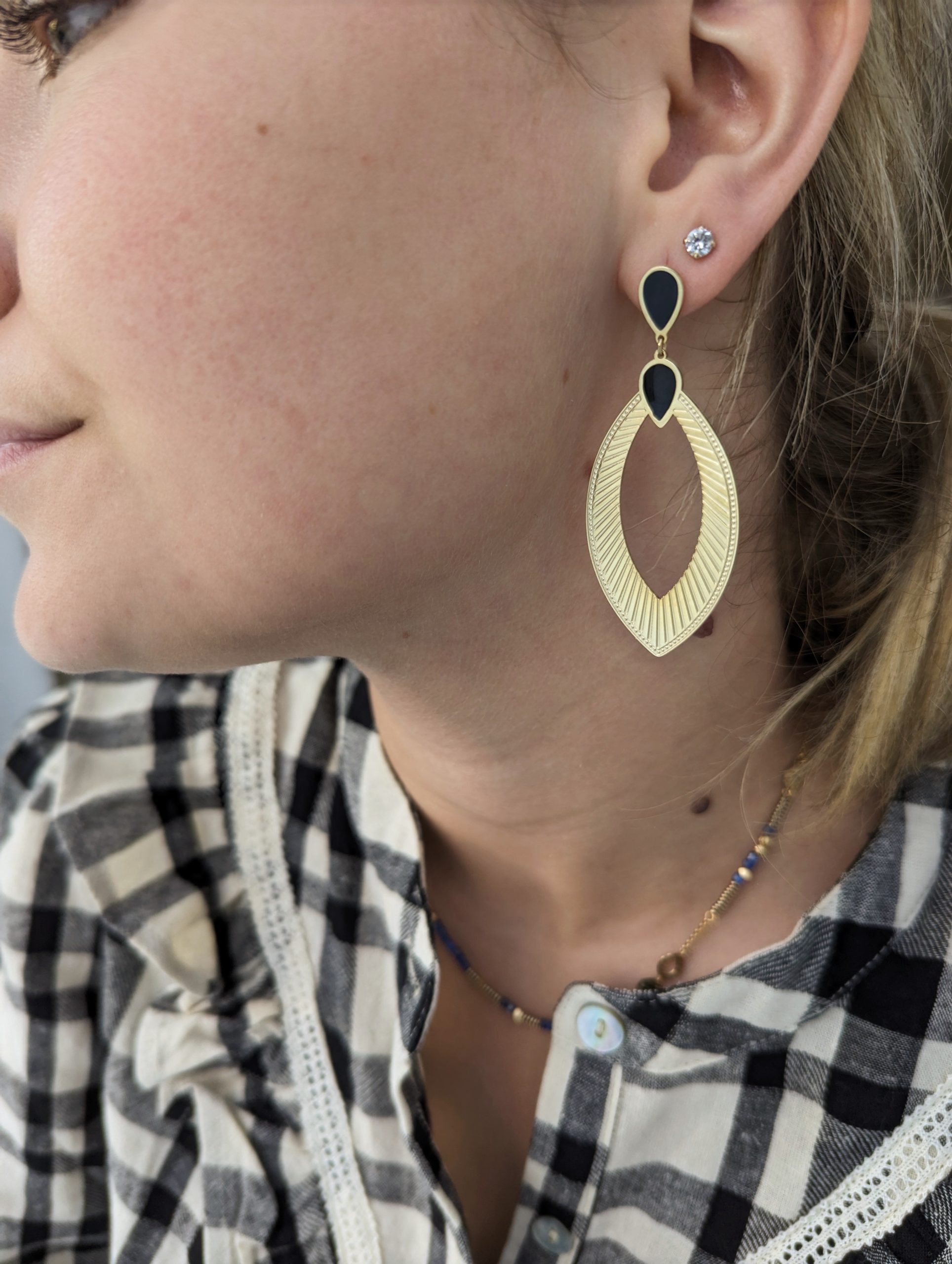 boucles d'oreilles acier inoxydable doré marque OMACOO