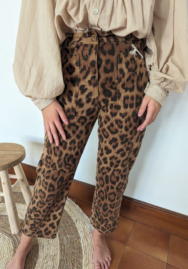 pantalon leo imprime leopard camel marque emma blue