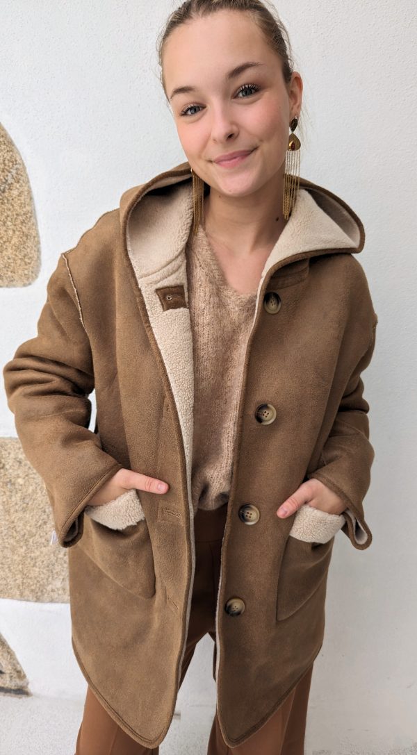 manteau réversible nico beige marron marque emablues fabrication italienne