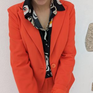 veste diana orange marque hyppocampe tailleur fabrication française