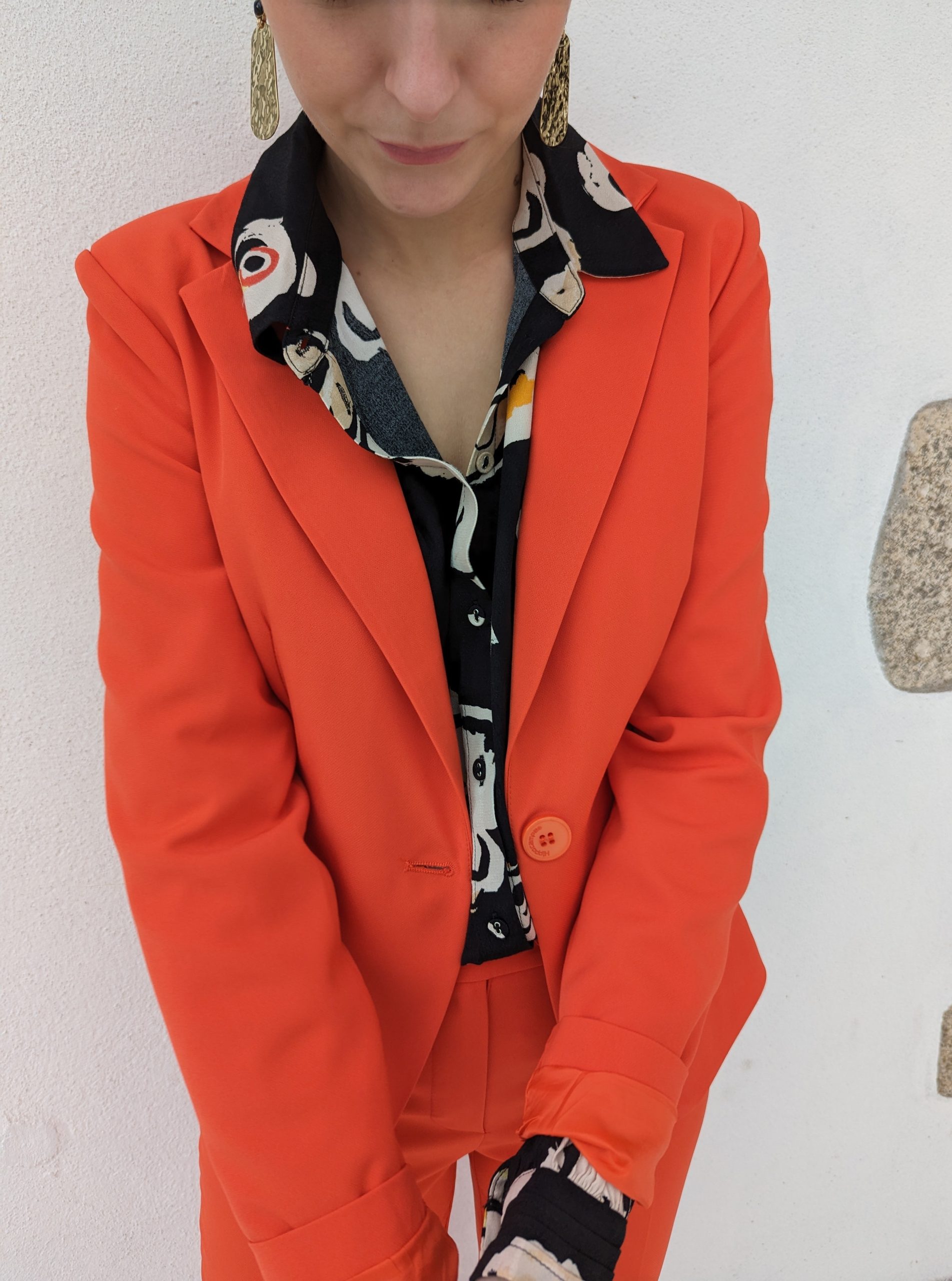 veste diana orange marque hyppocampe tailleur fabrication française