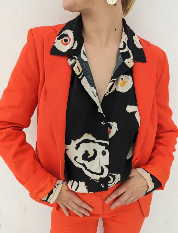 veste diana orange marque hyppocampe tailleur fabrication française