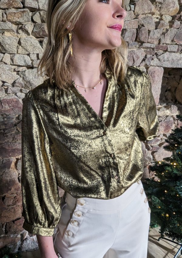 blouse gold fêtes marque YCOO.